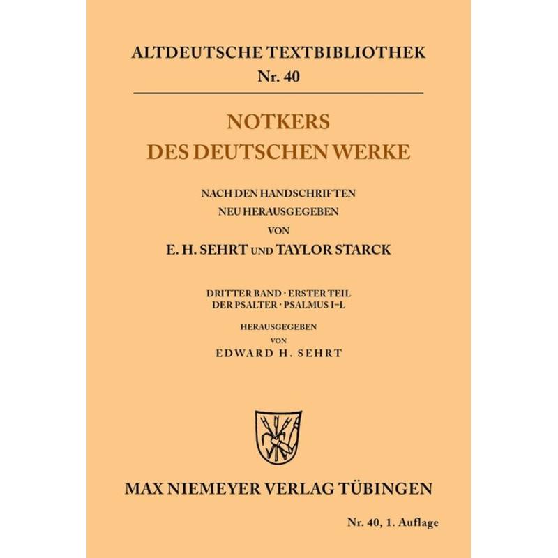 Notkers des Deutschen Werke, Fachbücher von Edward H. Sehrt
