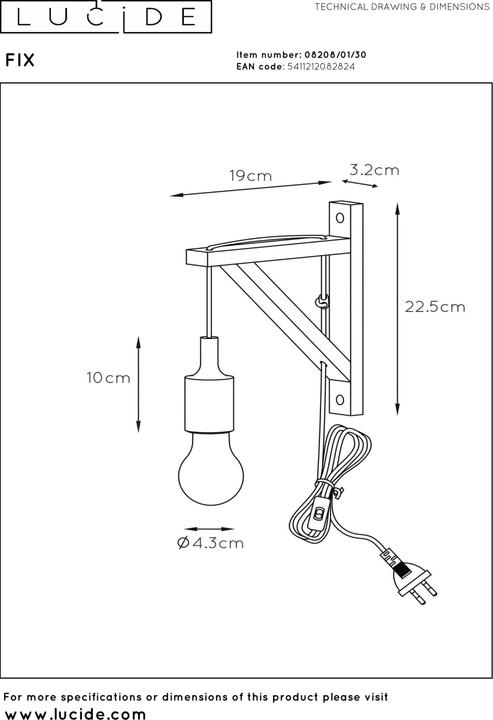 Produktbild Lucide Fix wall (E27)
