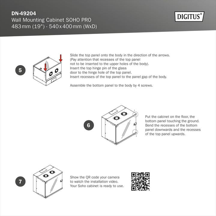 Produktbild Digitus 19" 9HE Wandgehäuse, SOHO PRO 459 x 540 x 400 mm, grau (9 HE, 19 Zoll Rack)
