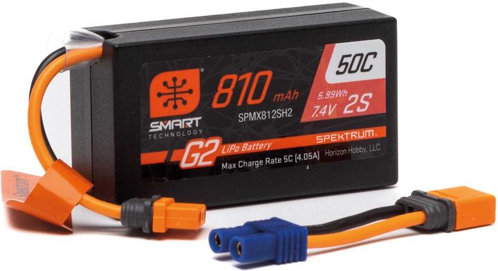 Spektrum 810mAh 2S 7.4V Smart G2 50C LiPo IC2 (810 mAh, 7.40 V)