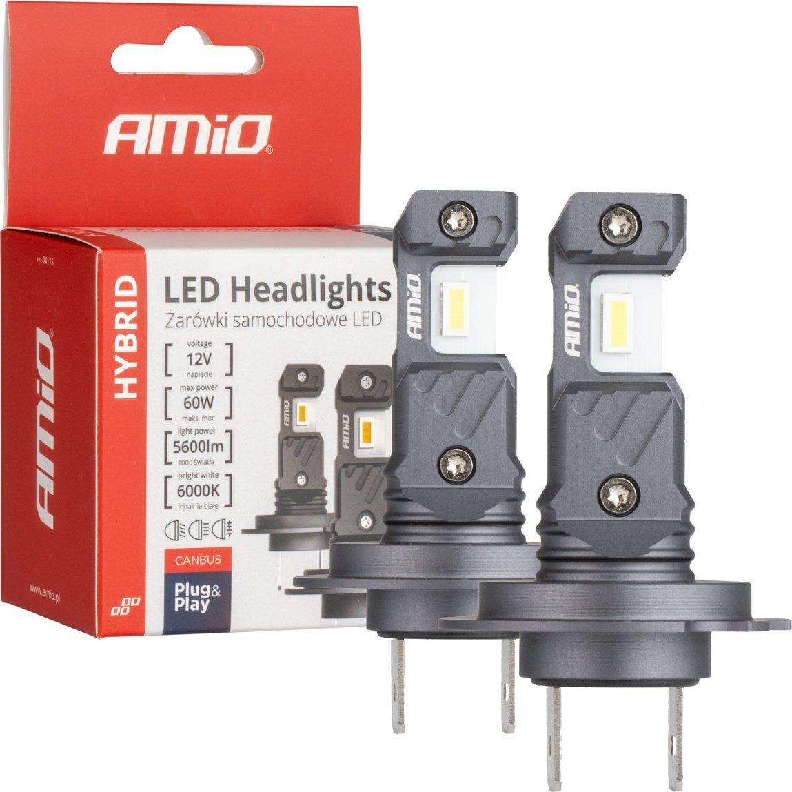 Amio, Illuminazione auto, Żarówki samochodowe led seria hybrid h7 h18 6000k canbus 60w amio-04115