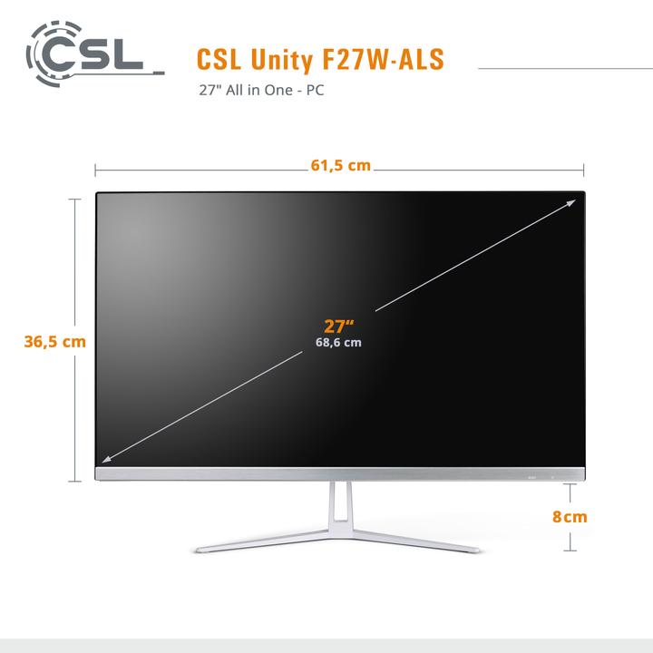 Actual product image CSL All-in-One-PC Unity F27W-ALS / 512 GB / 16 GB RAM / Win 11 Pro, QWERTZ Layout (DE) (512 GB, 16 GB, Intel UHD Graphics)