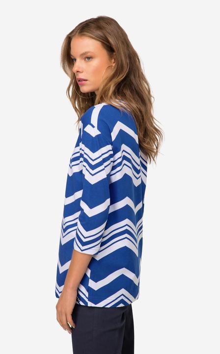 Immagine prodotto Laurasøn T-Shirt, oversized, Zacken Muster, U-Boot-Ausschnitt, 3/4-Ärmel (M)