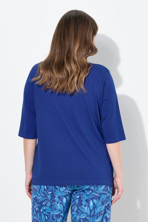Image du produit Ulla Popken T-shirt de pyjama en coton bio, décolleté bateau et manches 3/4 (54)