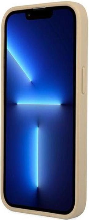 Actual product image Guess GUHCP14MPSATLE iPhone 14 Plus 6.7" beżowy/beige hardcase SaffianoTriangle Logo (Apple iPhone 15 Plus, Apple iPhone 14 Plus)