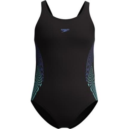 Speedo, Mädchen, Badeanzug, Placmement Muscleback, Schwarz, (13, 14)