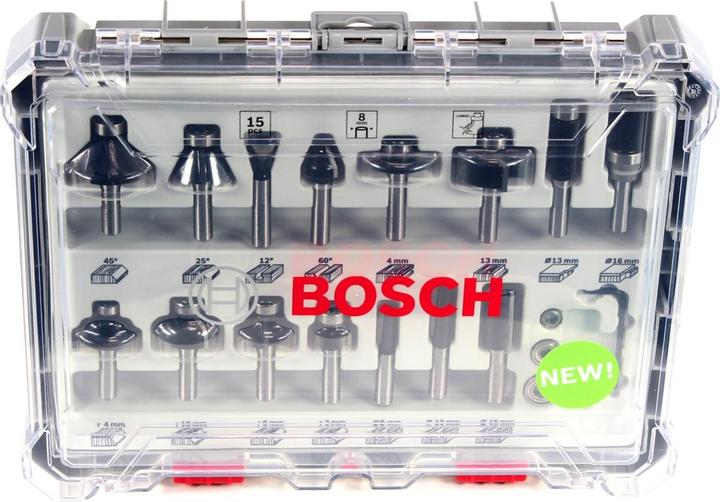 Produktbild Bosch Professional Zubehör 15-teiliges Fräser-Set, 8-mm-Schaft für Handfräsen