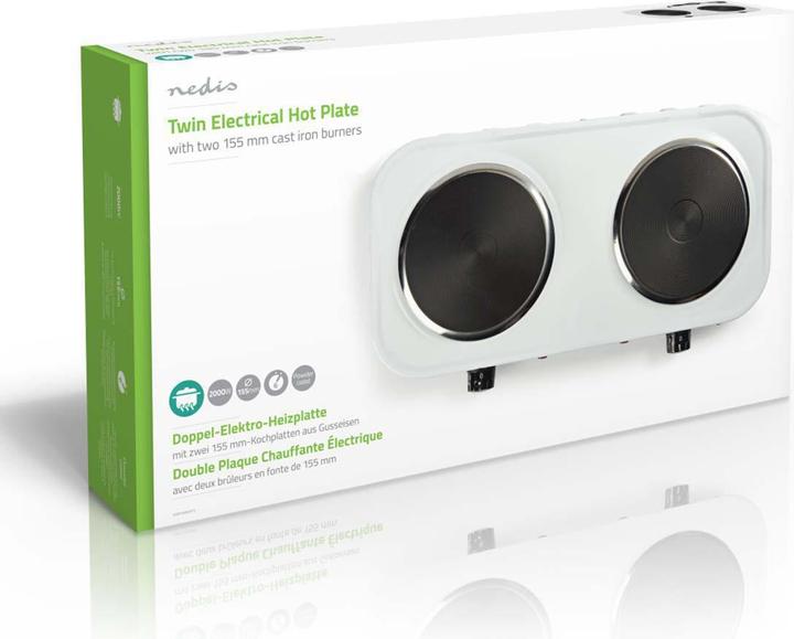 Actual product image Nedis KAEP200EWT2 - Elektrický vařič | Varné zóny: 2 | 2000 W | Ochrana proti přehřátí | Bílá
