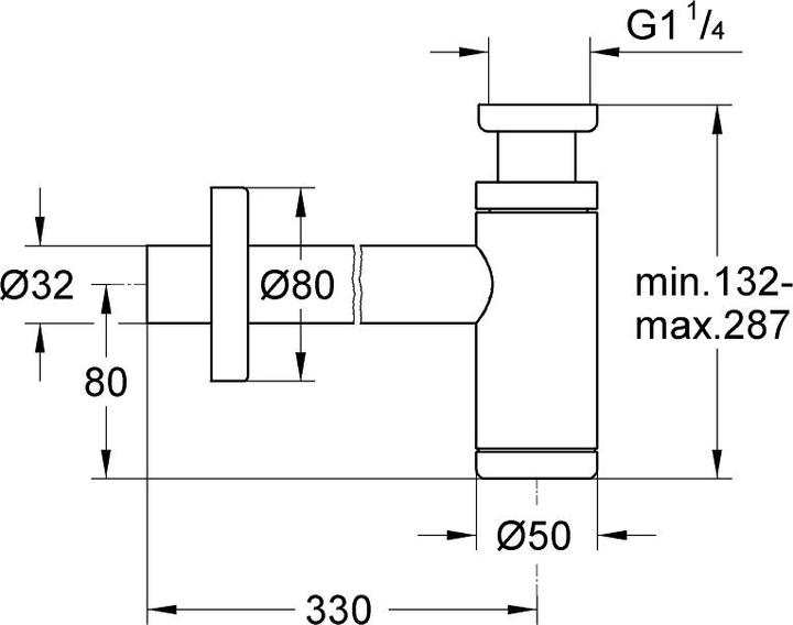 Produktbild Grohe Geruchverschluss für Waschtische 1 1/4" (hard graphite) (Siphon-Montagematerial, 1 1/4")