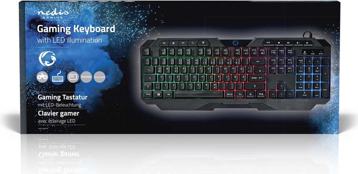 Produktbild Nedis Wired Gaming Keyboard | USB Type-A | Folientasten | LED | QWERTZ | DE-Layout | Netzkabellänge: (DE, Kabelgebunden)
