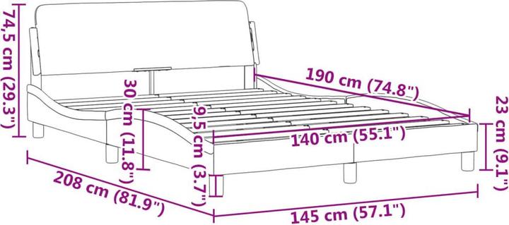 Produktbild vidaXL Bettgestell (140 x 190 cm)