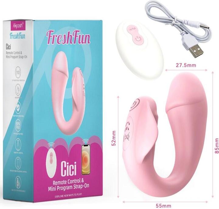 Actual product image Armony Freshfun Cici Stack-On Vibrator Remote Control And App 10 Vibrations Pink