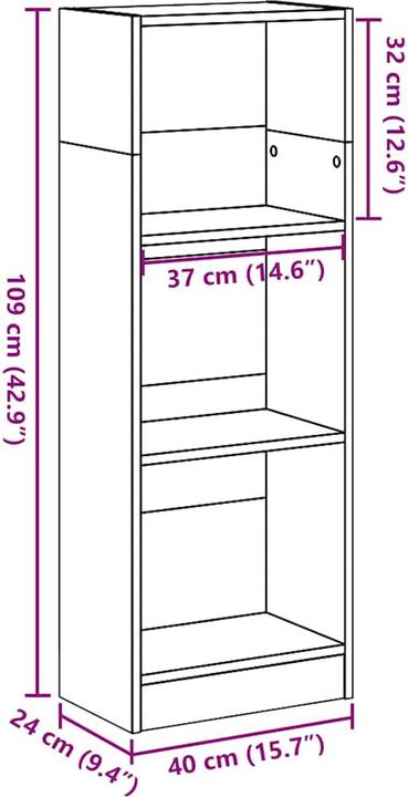 Produktbild vidaXL Bücherregal Hochglanz-Weiss 40x24x143 cm Holzwerkstoff (40 x 24 x 143 cm)