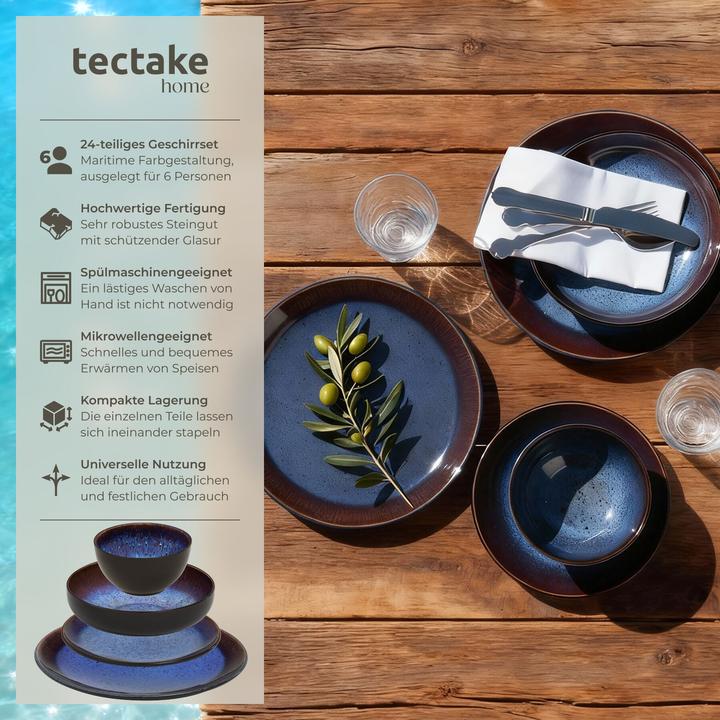 Actual product image tectake Mare tableware set in stoneware, for 6 people (24 pcs.)