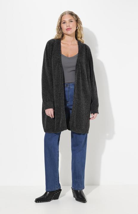 Produktbild Ulla Popken Chenille-Strickjacke, Oversized, V-Ausschnitt, offene Form (50, 52)