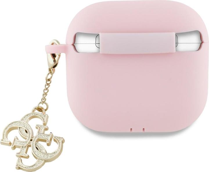 Productafbeelding Guess Hoesje voor AirPods 4 Silicone 4G Bedeltje Roze (Hoofdtelefoon hoes)