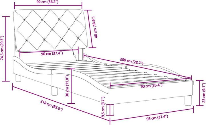 Image du produit vidaXL Bettgestell (90 x 200 cm)