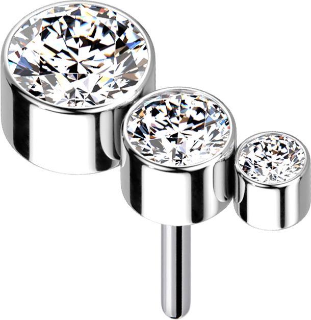 Produktbild Star Piercing Threadless silber absteigend drei Kristalle silber (ohne Messing, Titan)