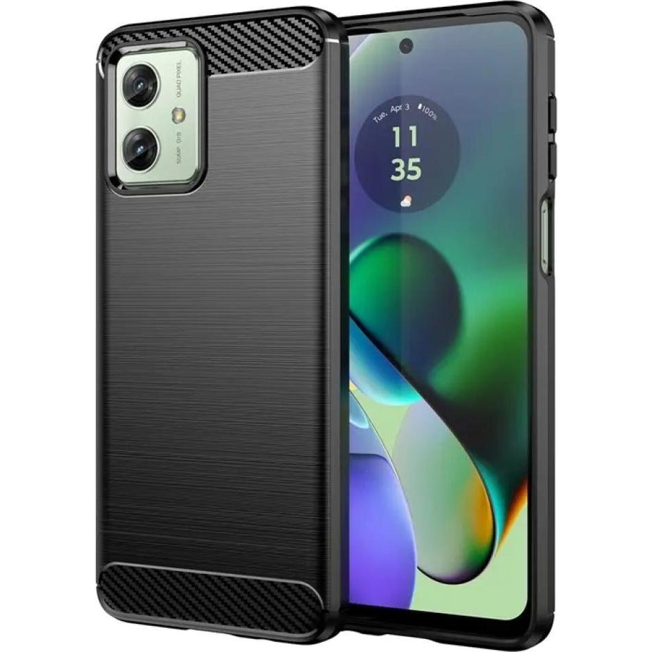 Screenguard Motorola Moto G54 5G Hülle Carbon Brushed Soft TPU (Motorola Moto G54), Smartphone Hülle, Schwarz