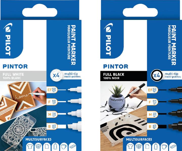 Produktbild Pilot Pintor Set à 4 (Black, White, 8 mm, 4 x)