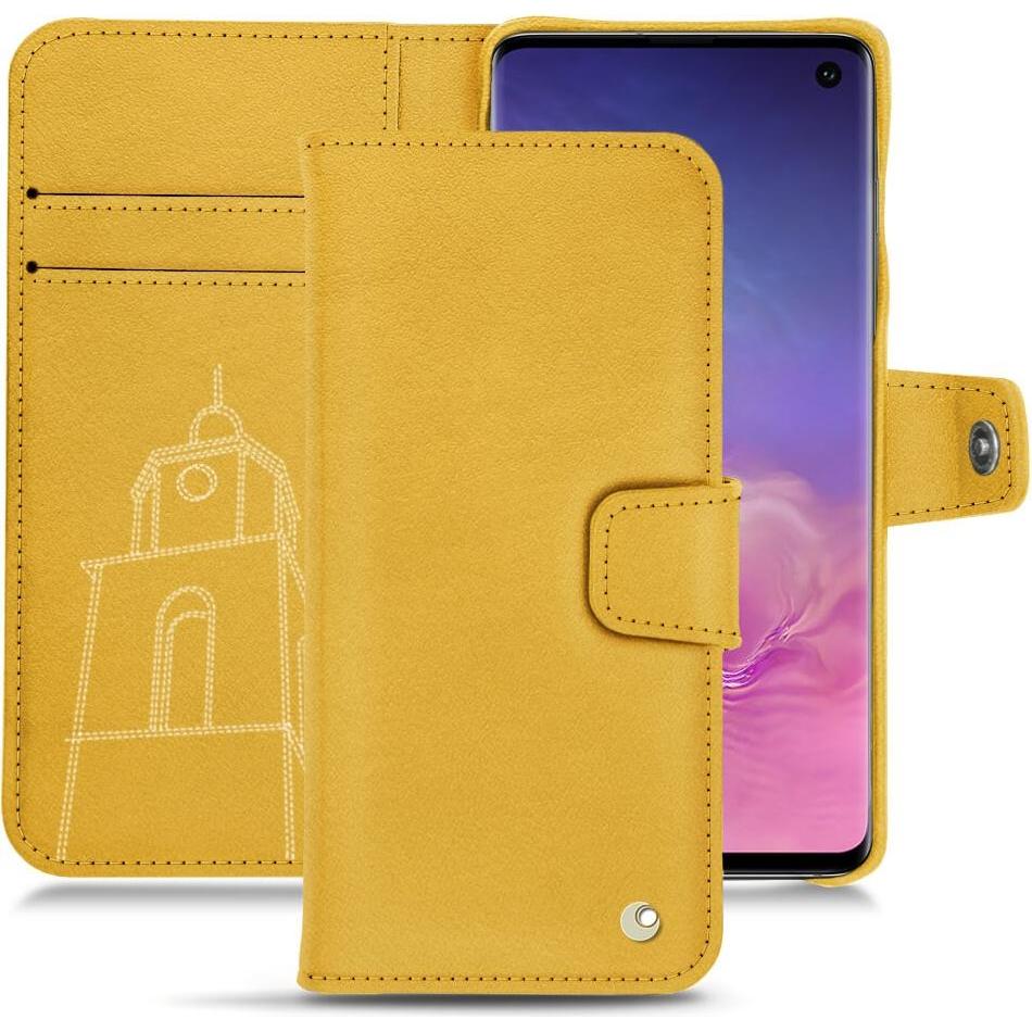 Noreve Lederschutzhülle Wallet (Samsung Galaxy S10), Smartphone Hülle, Orange