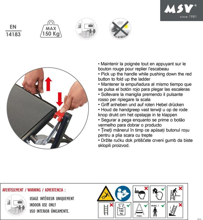Produktbild Steinbach Trittleiter 2 Stufen Klappbar schwarz Matt (Trittleiter, 48.50 cm)