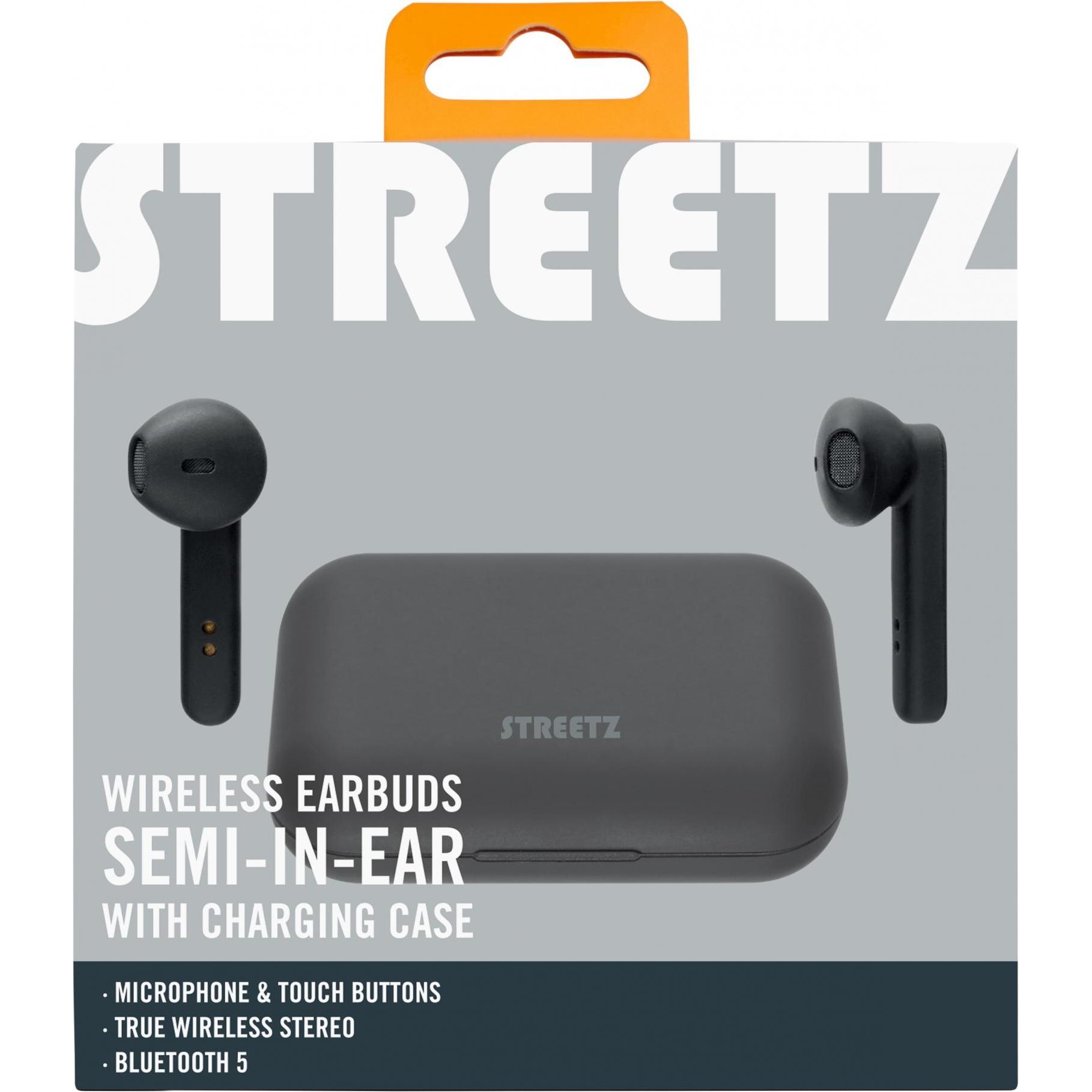 Streetz TWS-104 (keine Geräuschunterdrückung, 4 h, Kabellos), Kopfhörer, Schwarz