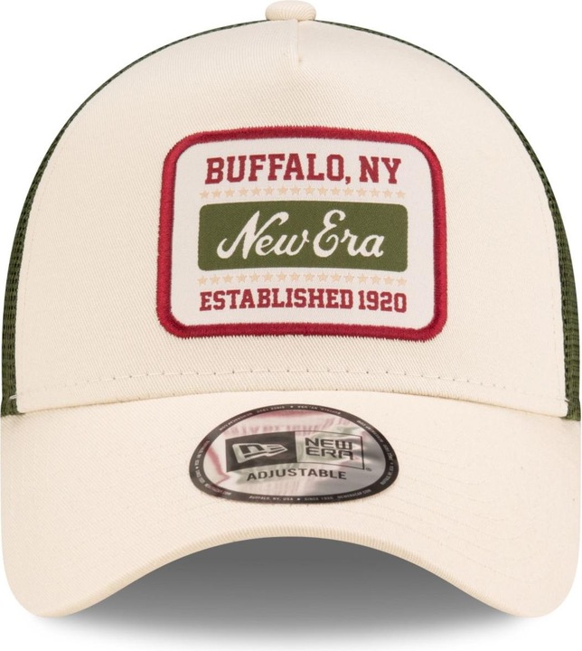 Actual product image New Era Adjustable A-Frame Trucker Cap - RETRO PATCH beige