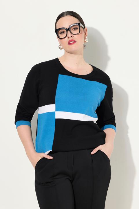 Immagine prodotto Ulla Popken Maglione in stile color blocking con scollo a girocollo e maniche lunghe (56)