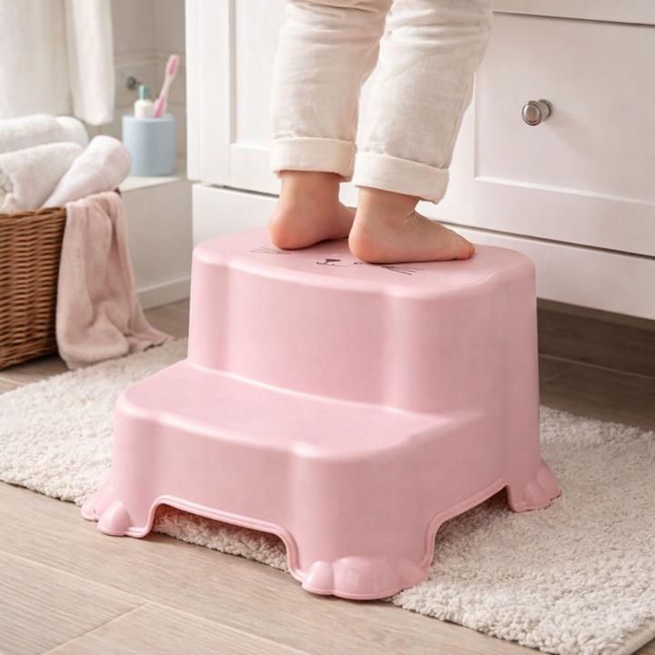 Produktbild Mojawo Kinder Tritthocker Trittstufe Hocker Kunststoff Pink rutschfest
