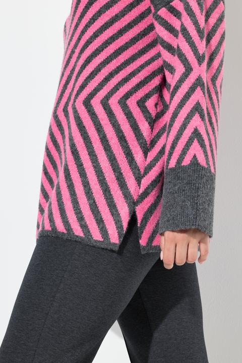 Produktbild Ulla Popken Pullover, grafisches Muster, Stehkragen, Langarm (50, 52)