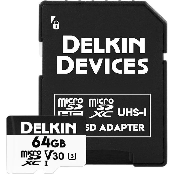 Delkin HYPERSPEED UHS-I (V30) microSD 64GB R:100MB/s W:75MB/s (64 GB, microSD, UHS-I), Speicherkarte