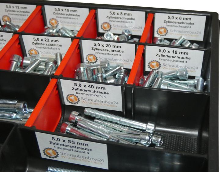 Produktbild Schraubenbox24 300 tlg Zylinderschrauben Sortiment M5 // 6mm-600mm Schrauben Set Schraubenbox DIN 912/ISO4762 Bolz (300 Schrauben pro Stück)