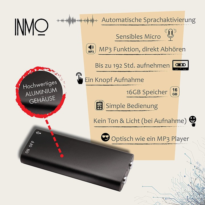 Produktbild Inmo Diktiergerät mit Stimmenaktivierung