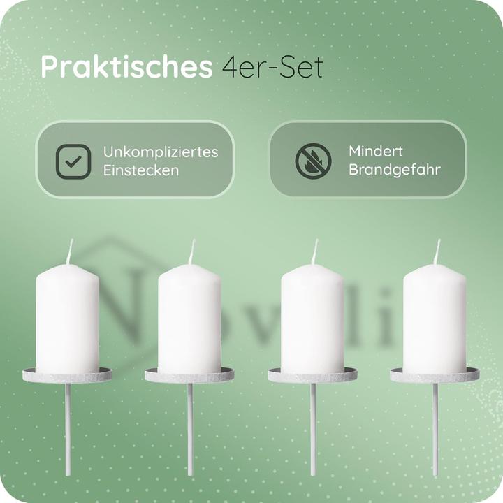 Produktbild Novaliv 4x Kerzenpick Flach 6,5 cm GRAU