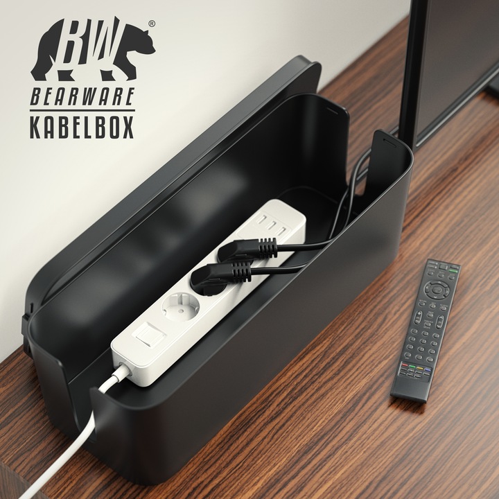 Produktbild Bearware 2x Kabelbox, Kabelkasten mit Gummifüssen, Kabelordner, Ladebox, Kabel Organisator, Kabelmanagement