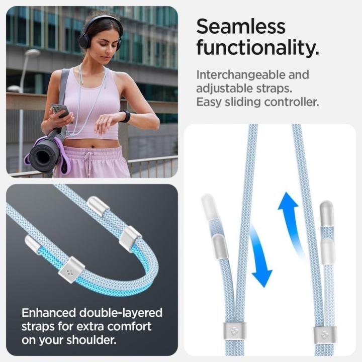 Actual product image Spigen Universal Strap Set Crossbody& Wrist zestaw smyczy do telefonu niebieski/mute blue AFA08