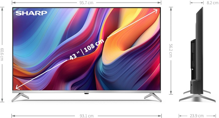 Actual product image Sharp TV QLED GOOGLE TV, 43 INCH, resolution: 3840 (43", QLED, 4K)