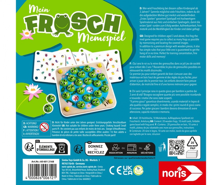 Immagine prodotto Noris Gioco Memo La Mia Rana (Tedesco, Inglese, Italiano, Francese)