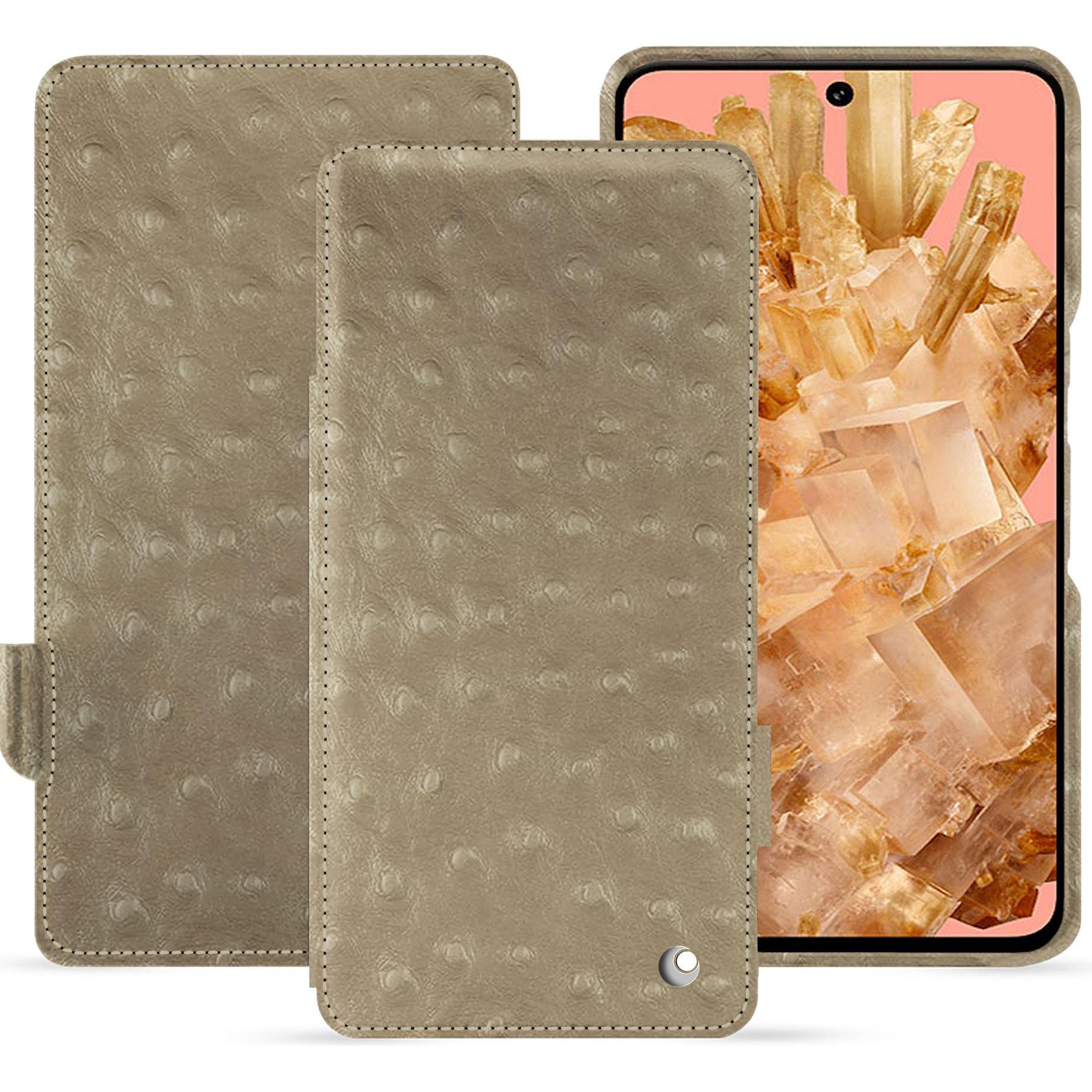 Noreve Lederschutzhülle horizontal (Google Pixel 8), Smartphone Hülle, Beige