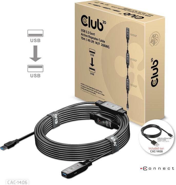 Immagine prodotto Club 3D USB A – USB A (15 m, USB 3.2, 12 W)