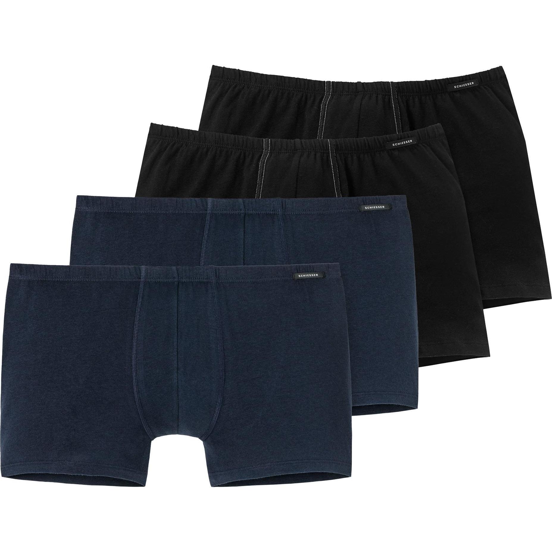 Schiesser, Herren, Unterhosen, Boxershort Casual Bequem sitzend, Schwarz, (L, 4er Pack)