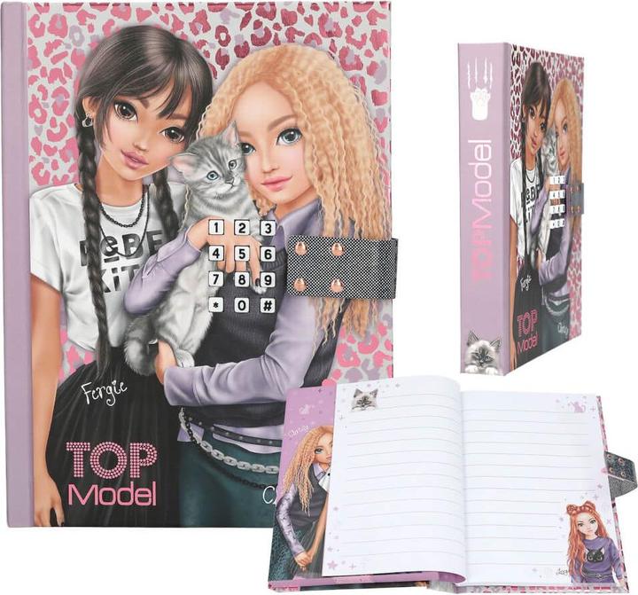Productafbeelding Depesche TOPModel geheime code dagboek met geluid REBEL KITTY (20,5 x 15 cm, Rijen, Hardcover)