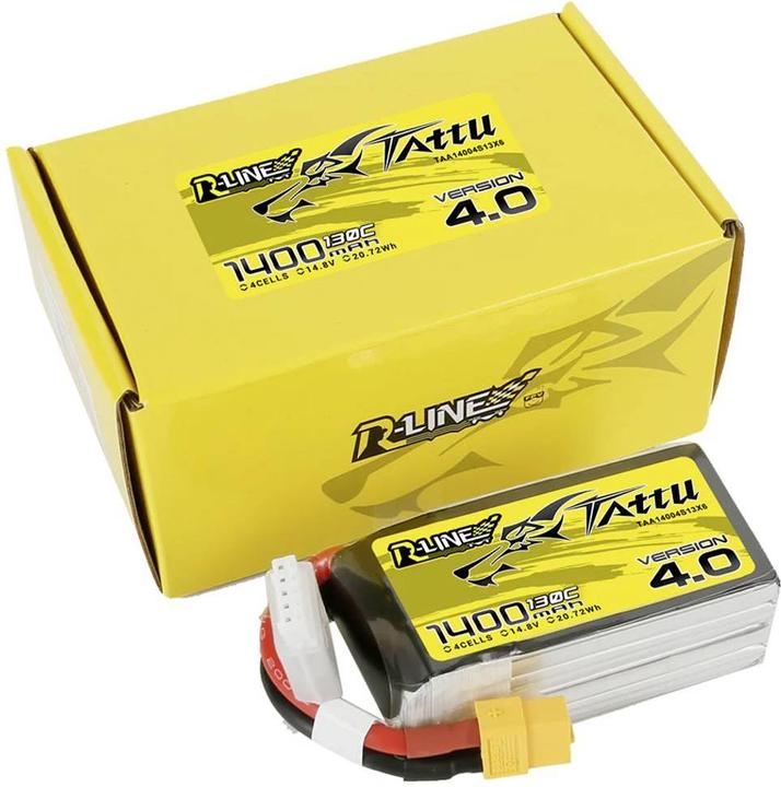 Immagine prodotto Tattu Batteria R-Line 4.0 1400mAh 14.8V 130C 4S1P XT60 (14.80 V, 1400 mAh)