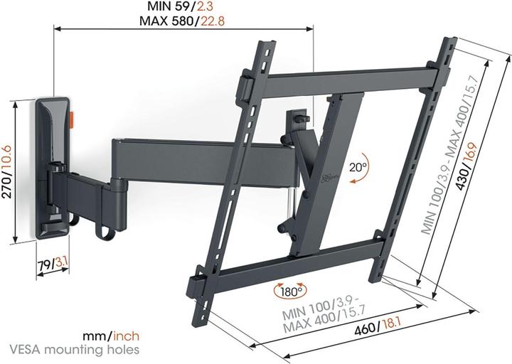 Actual product image Vogels TVM 3445 (Wall, 25 kg, 32" - 65")