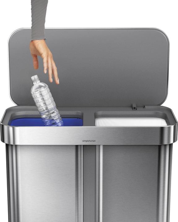 Actual product image Simplehuman Waste bin double chamber 58 l, brushed silver (58 l)