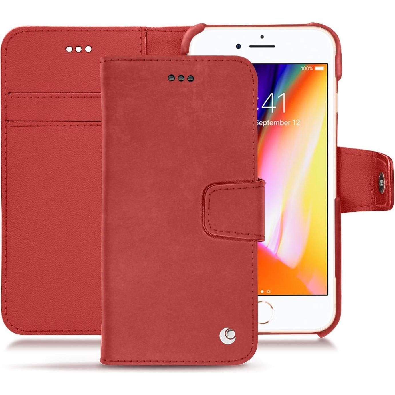 Noreve Lederschutzhülle Wallet (Apple iPhone 8), Smartphone Hülle, Rot