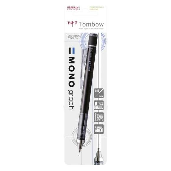 5 X Tombow Feinminenstift Mono Graph 0, 5mm Schwarz Blister
