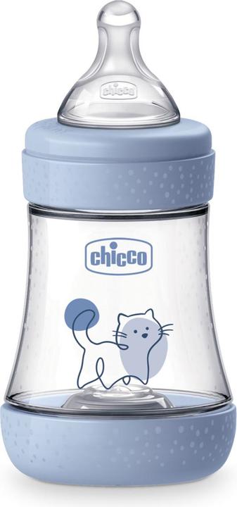 Chicco Babyfläschchen PERFECT5 PP 150ml Sauger Silikon langsamer Fluss DRAFT BLUE 0m+