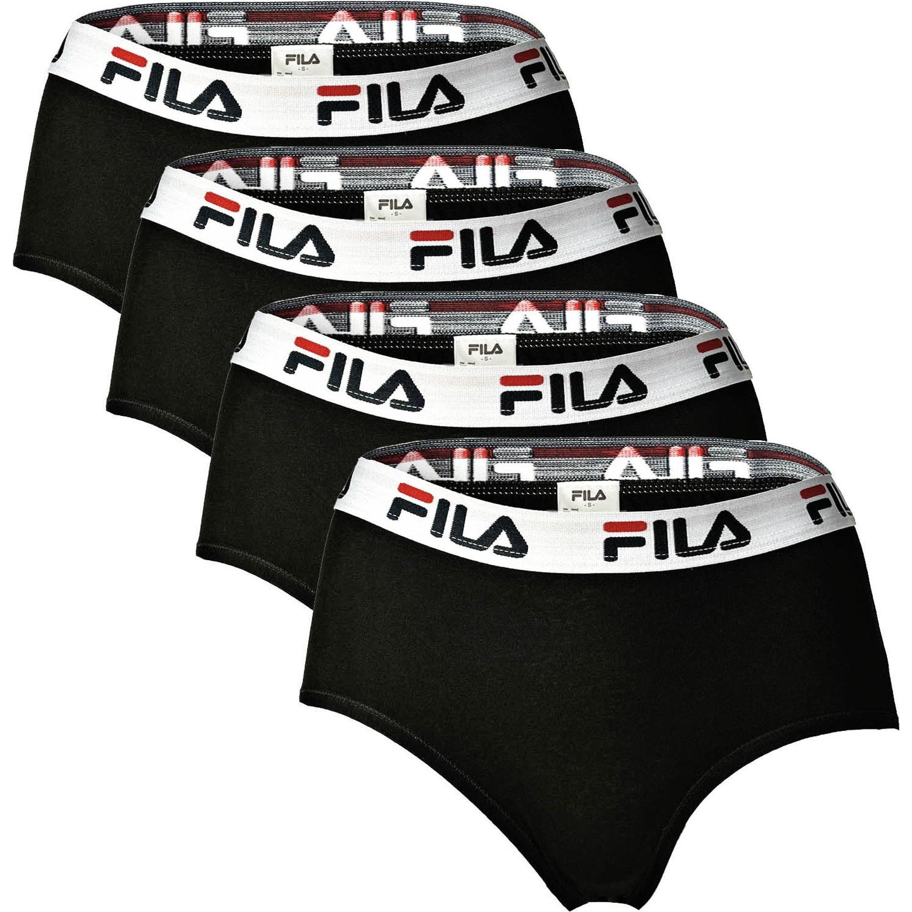 FILA, Damen, Unterhosen, Panty Sportlich Bequem sitzend, Schwarz, (XL, 4er Pack)